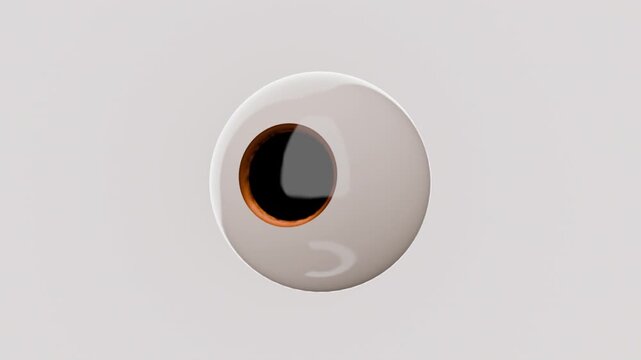 realistic 3d eyeball rotating, on grey background