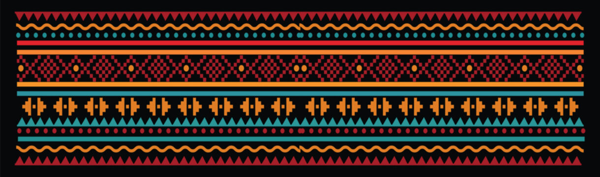 African tribal motif border lines in doodle style. Ethnic geometric vector seamless pattern vector.