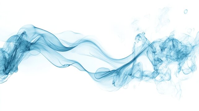 Wisps of Cyan Smoke: Ethereal tendrils of cyan smoke drift and swirl across a pristine white background, creating a dynamic and abstract visual flow.