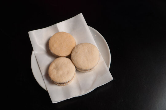 Top view of cornstarch cakes served on a plate