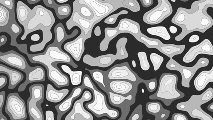 Naklejka premium Abstract monochrome liquid topographic contour pattern background.