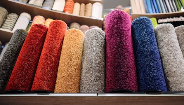 colorful carpet samples in the store