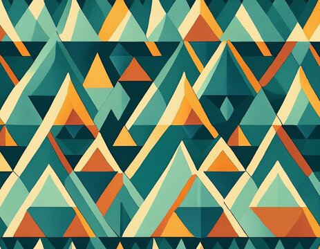 seamless abstract geometric triangle pattern retro midcentury modern teal background