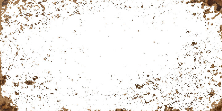 Dirt splatter and grime texture with a vintage feel, isolated on a white background for graphic design element or overlay.