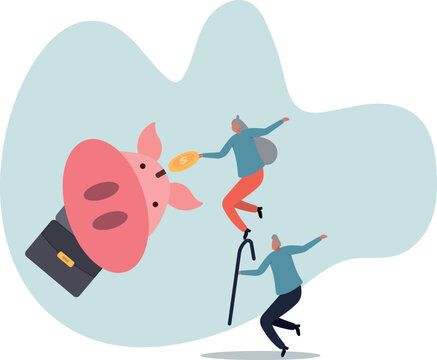 Protect retirement pension money from fraud, ponzi scheme or cost and tax that impact retiree investment fund . human life and situation.vector illustration.