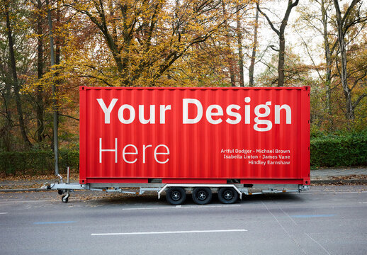 Mockup Of Customized Horizontal Sign On Cargo Container