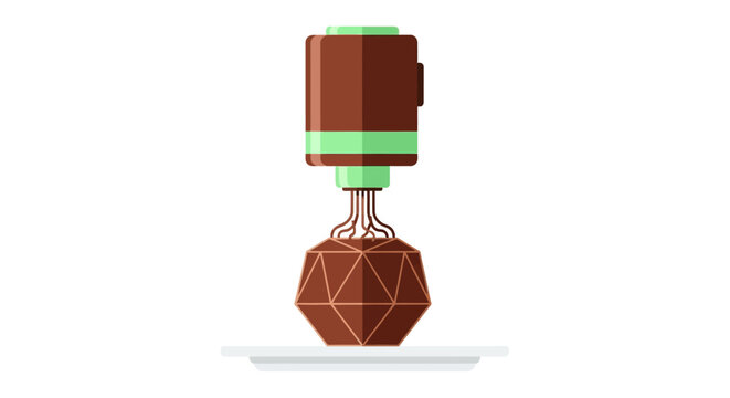 Minimalist Flat Design Illustration of a Futuristic Chocolate 3D Food Printer Device