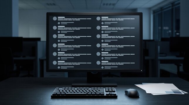 Comment section with repeated reply pattern and matching avatars on monitor