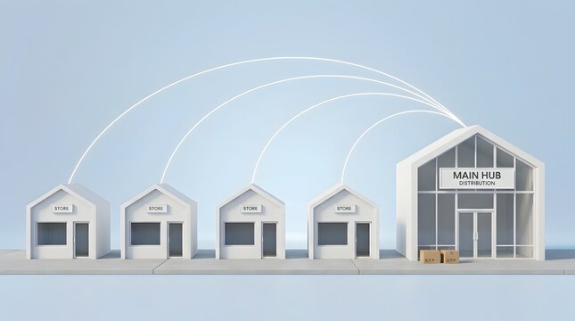 Minimal modern suburban housing development concept with connected homes
