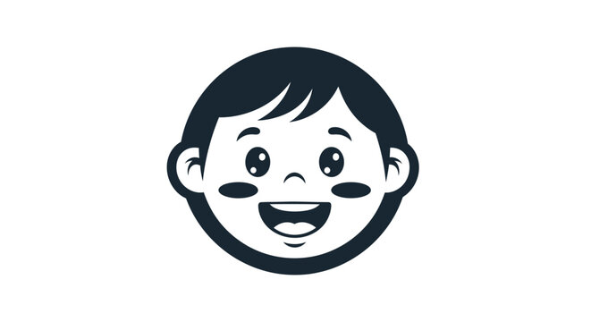 Smiling Boy Face Cartoon Character.