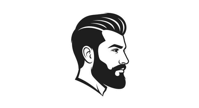 Stylish man with beard and modern haircut profile illustration