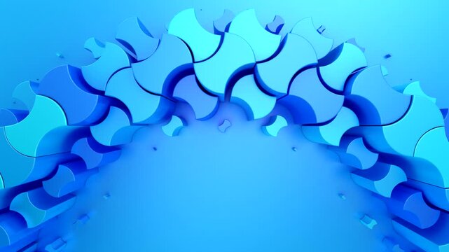 Geometric Shapes Form a Wave. Abstract motion, two color, 3d rendering, 4k resolution
