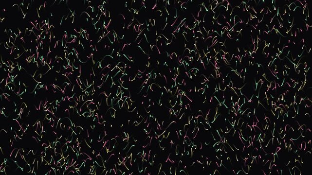 Dynamic abstract colorful flowing lines animation on black background creates a vibrant, modern, and energetic digital art motion graphic loop for various creative projects.