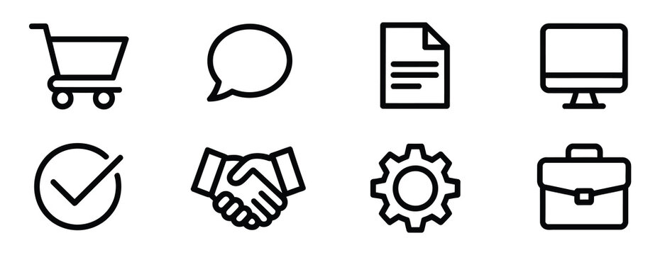 Black and white miscellaneous icon collection featuring bell circle square book lightbulb checkmark flower gear camera and phone symbols.
