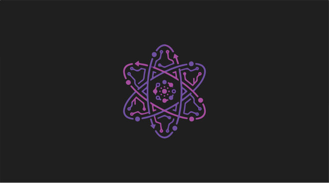 Neon purple atomic energy symbol design.