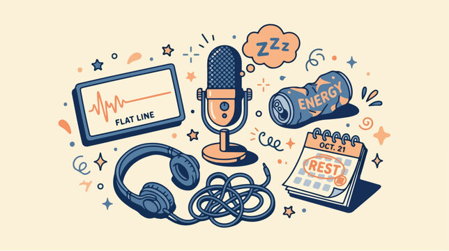 Podcast Recording Studio Equipment Setup.
