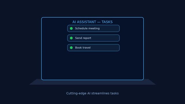 Ai assistant automating business tasks and workflow management interface animation