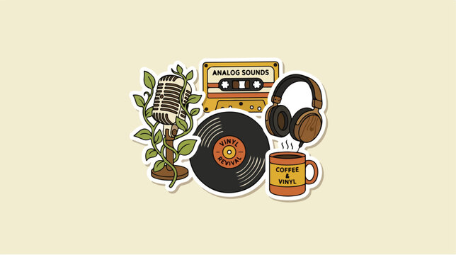 Retro music and coffee accessories 5.