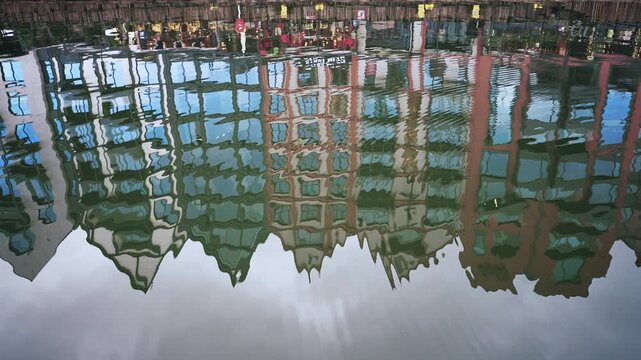 Gdansk Motlawa River Reflection: Historic Cityscape on Water