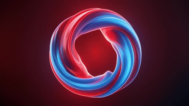 Soft red and blue liquid energy ring on a clean white background, abstract flowing shape for modern design, light technology visuals,  4k