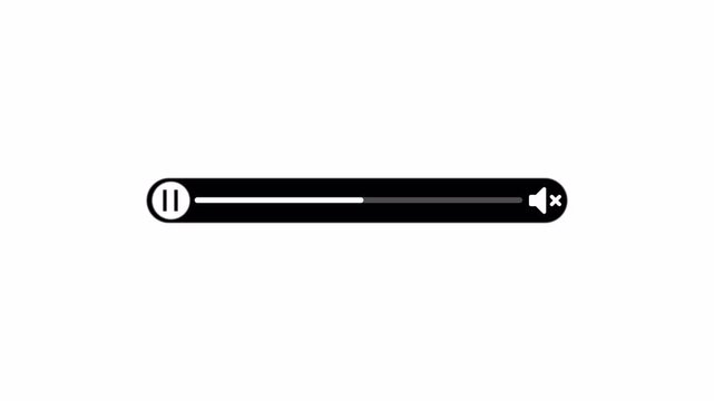Music player overlay timeline bar video on transparent background, Music timeline or video track player, Timeline bar moving as song media playing Animation. music player in 4k.
