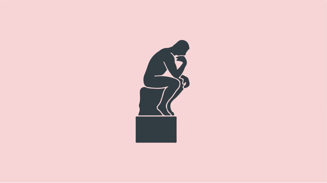 Statue of a thinking man sitting.
