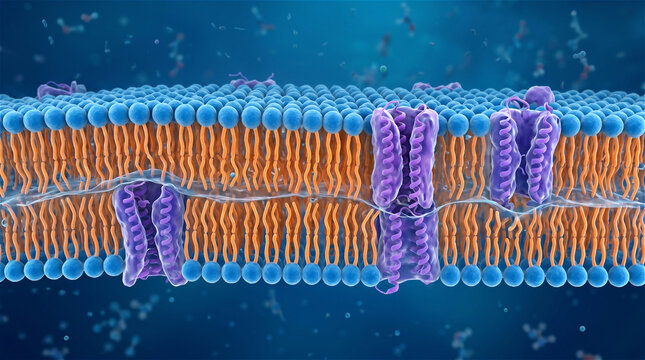 3D Lipid Bilayer Cell Membrane Cross Section