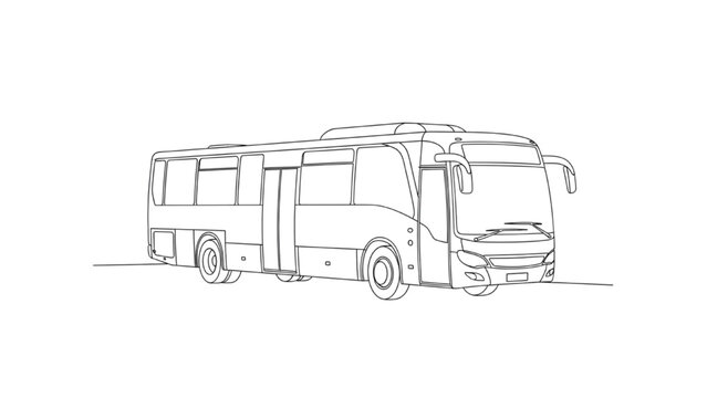 2D AutoCAD Vector illustration of a large bus driving on road