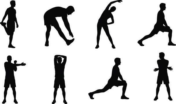 Firefighter and police officer uniform silhouette poses set