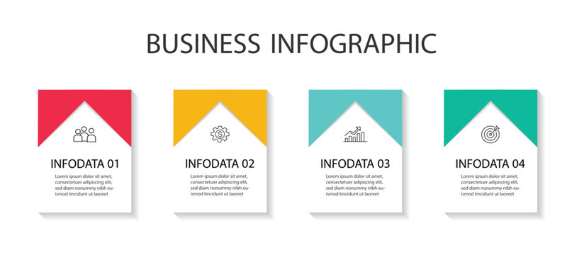 Business Infographic design template Vector with icons and 4 four options or steps. Business data visualization. Can be used for process diagram, presentations, workflow layout, banner, flow chart, in