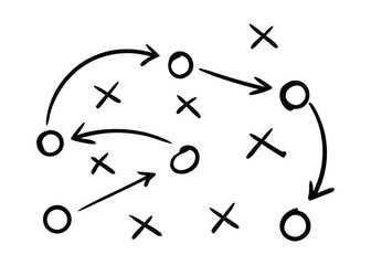 Hand Drawn Football Playbook Vector Set – Soccer Strategy Diagrams, Coach Tactics, X and O Formations & Game Plan Doodle Collection © Firoz Art Studio99