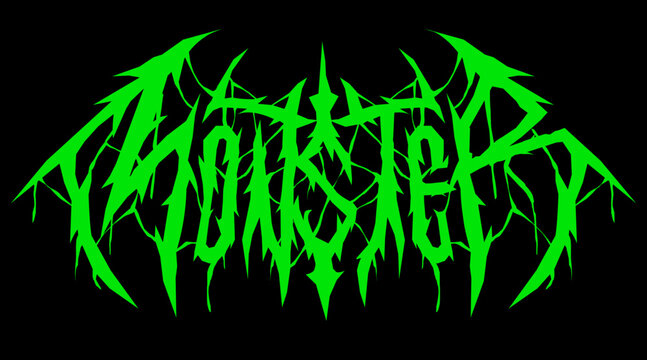 MONSTER logo in black metal style in green on a black background 