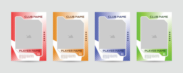 Naklejka premium Set of player trading card template, Photo frame and border collection for soccer, hockey, volleyball, and basketball players, Sport flyer layout design, Template eps 10.