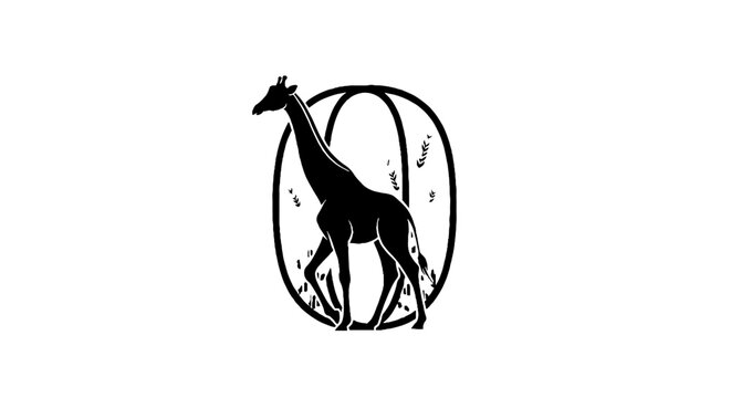Elegant giraffe silhouette with tall neck and spots.