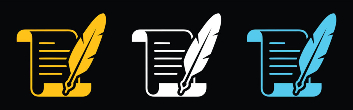 Digital Content Writing and Document Editing Icon Set for Business and Publishing