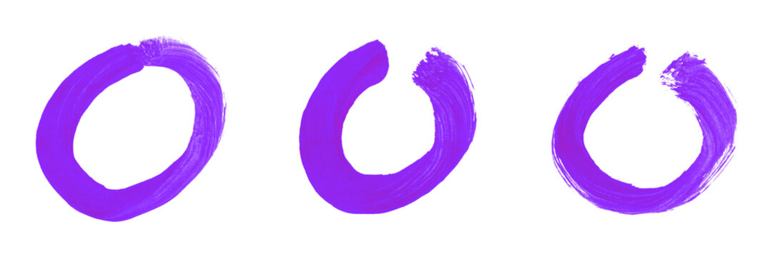 3 violette Kreise gemalt mit einem Pinsel
