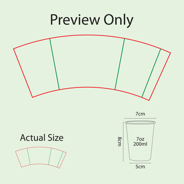 7oz paper cup dieline template 200ml layout vector