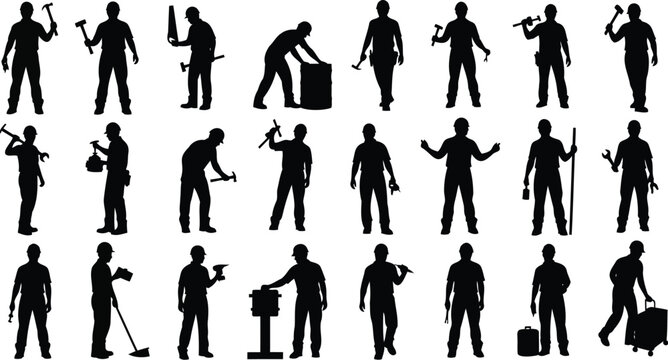 Workers hold tools for construction projects.