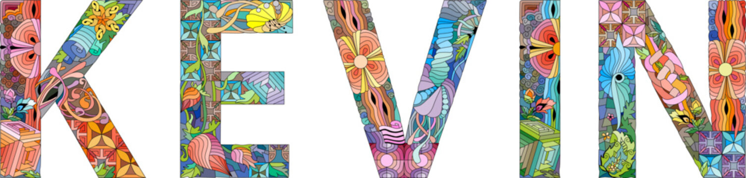 Male name KEVIN. Vector decorative object