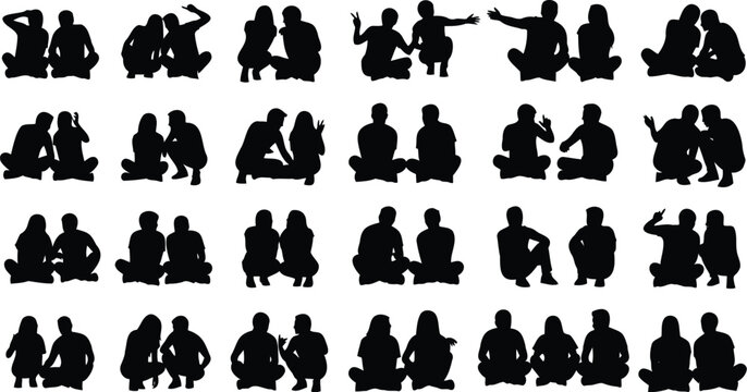 Silhouettes show pairs of people sitting.