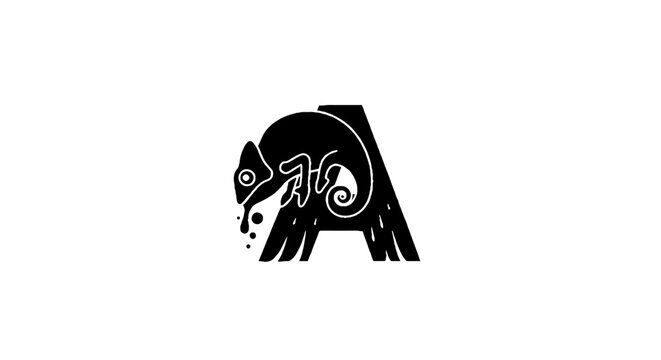 Black and white stylized ram head logo design.