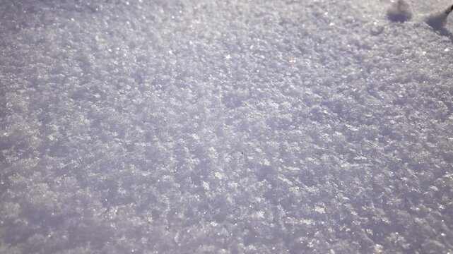 Close Up Of Fresh White Snow Texture In Winter Nature