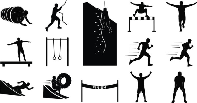 Athletic track and field events vector icons set Vector