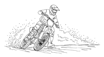 Motocross Rider Drifting in Dust and Dirt © Nurul