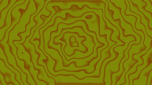 Abstract olive green animation background featuring layered wavy contour lines that expand outward from the center, creating a mesmerizing optical illusion effect.