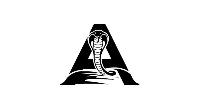Black and white cobra snake forming letter A.
