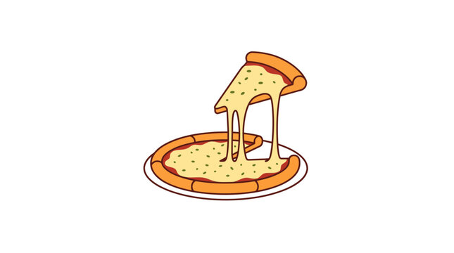 Cartoon Pizza Slice with Melting Cheese Vector Illustration