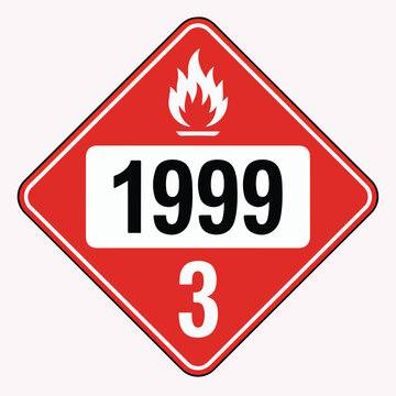 Hazardous Materials Flammable Liquid Transportation Warning Placard with Identification Number 1999