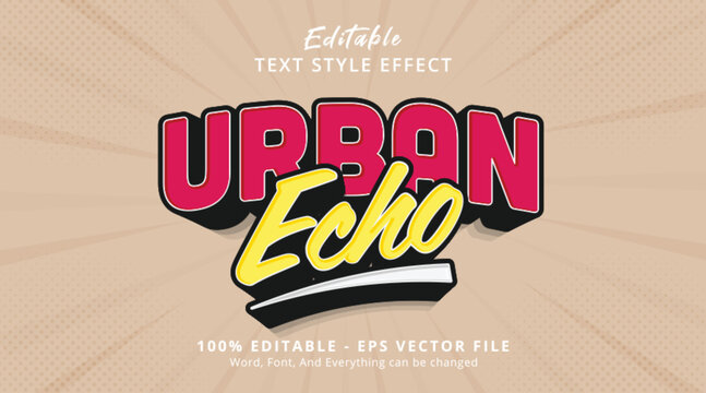 urban echo editable text effect, template text