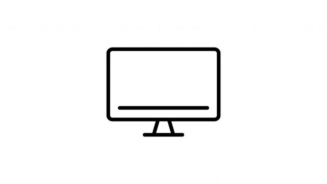 Computer Monitor Animated Icon With Alpha Channel. Digital Display, Screen Technology, And Electronic Device Motion Graphic. Home Office Equipment